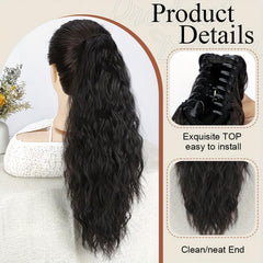 Long Curly Wavy Ponytail Extensions Natural Looking