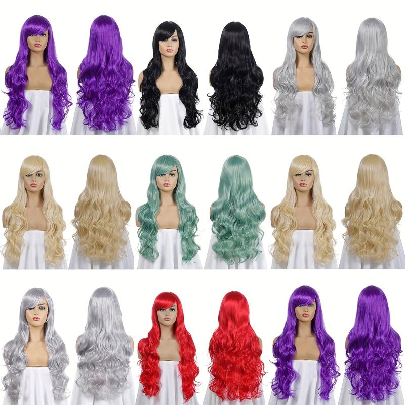 28 Cm Long Wavy Hair Anime Cosplay Wig with Bangs