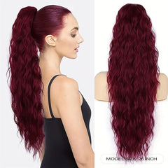 26 Inch Drawstring Ponytail Hair Extensions Long Curly Wavy Synthetic Hair