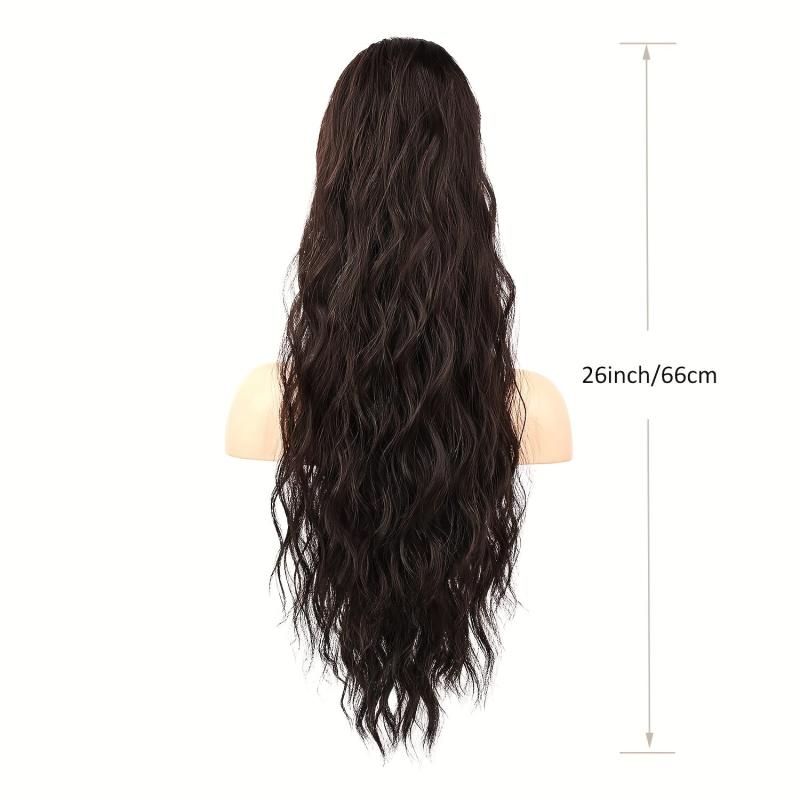 26 Inch Drawstring Ponytail Hair Extensions Long Curly Wavy Synthetic Hair