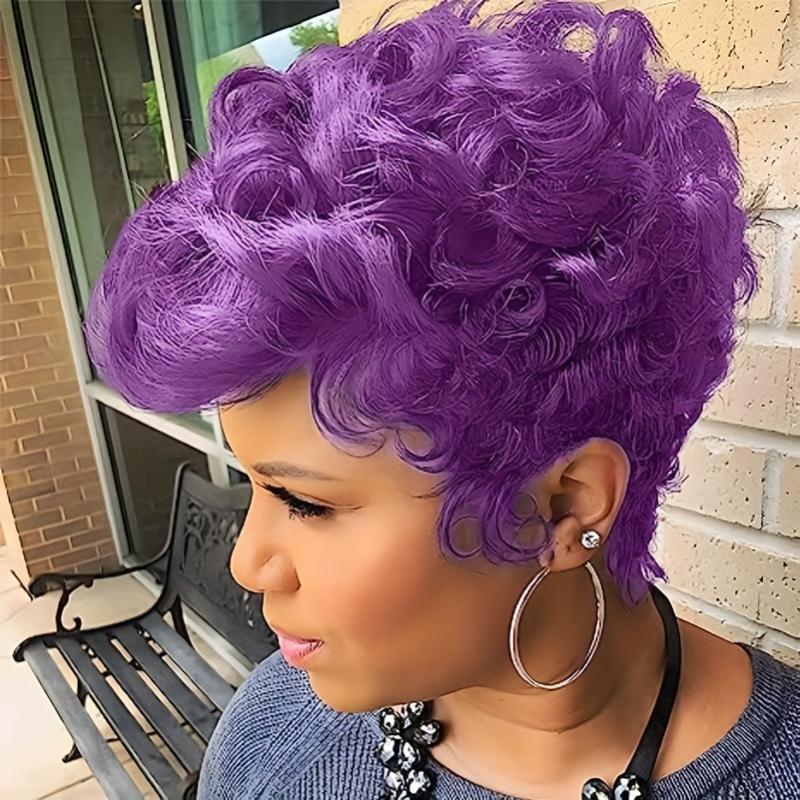 Short Curly Pixie Cut Wig with Bangs for Women