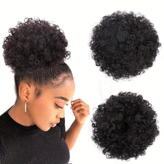 Short Kinky Curly Hair Bun Drawstring Ponytail