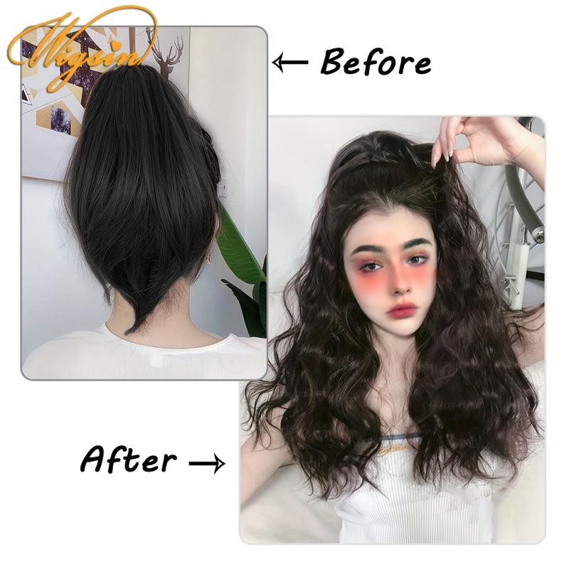 Long Water Wave Claw Clip Ponytail Hair Extensions 50.8cm Synthetic Hairpieces