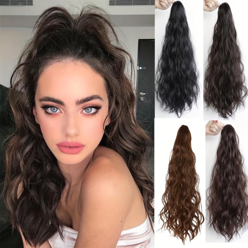 Long Water Wave Claw Clip Ponytail Hair Extensions 50.8cm Synthetic Hairpieces
