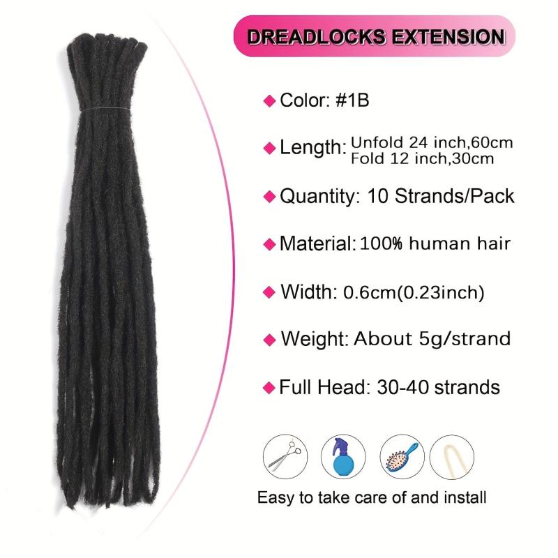 Double Ended Dreadlock Extensions 100 Human Hair Crochet Hair 8-14in