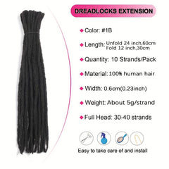 Double Ended Dreadlock Extensions 100 Human Hair Crochet Hair 8-14in