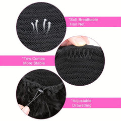 Kinky Curly Human Hair Ponytail Extensions 20-36 cm