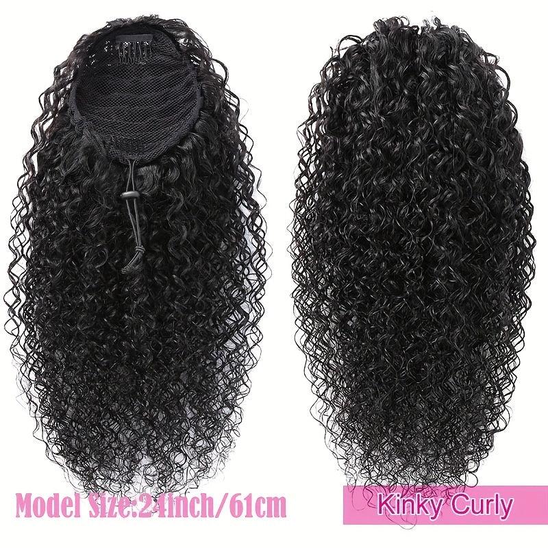 Kinky Curly Human Hair Ponytail Extensions 20-36 cm
