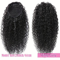 Kinky Curly Human Hair Ponytail Extensions 20-36 cm