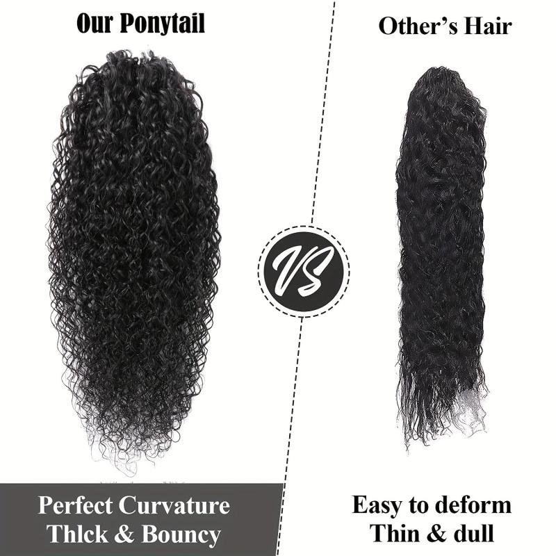 Kinky Curly Human Hair Ponytail Extensions 20-36 cm
