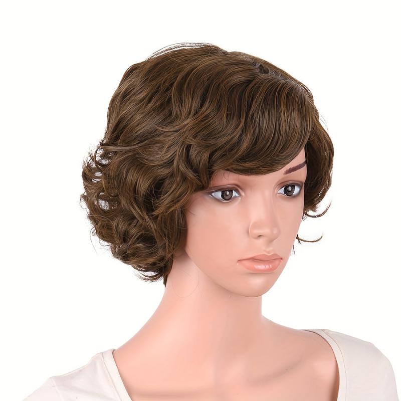 Short Curly Wigs Heat Resistant Synthetic Fiber Hair Short Layered Wig For Women