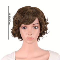 Short Curly Wigs Heat Resistant Synthetic Fiber Hair Short Layered Wig For Women