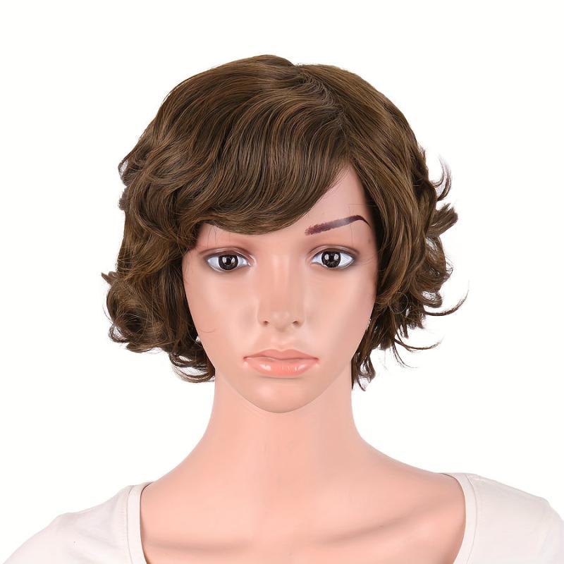 Short Curly Wigs Heat Resistant Synthetic Fiber Hair Short Layered Wig For Women