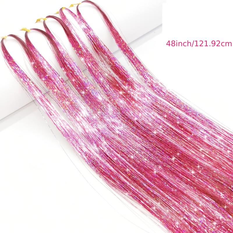Sparkling Hair Tinsel Strands Kit - 12 Colors - 44cm - Highlights Extensions