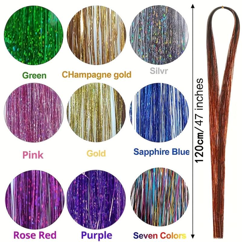 12 Colors Hair Tinsel Kit with Tools - Glitter Tinsel Extensions