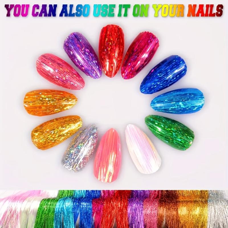 12 Colors Hair Tinsel Kit with Tools - Glitter Tinsel Extensions