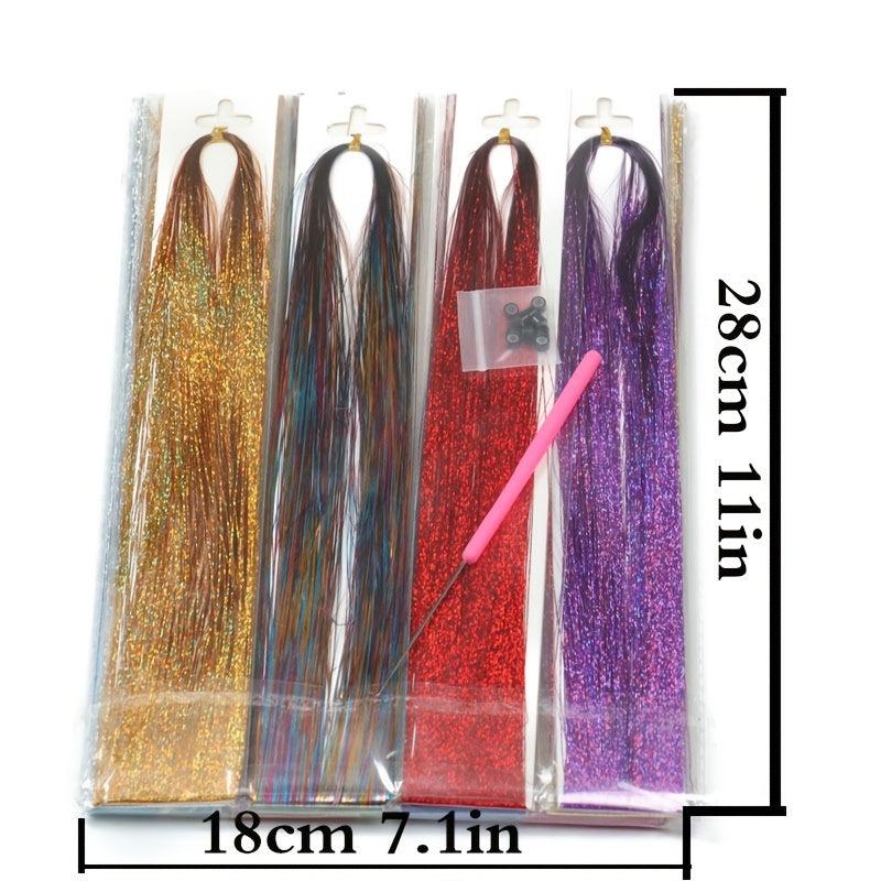 Y2K Tinsel Hair Extension 12 Color Set Sparkle Glitter Rainbow Hair Extensions