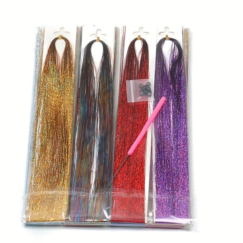 Y2K Tinsel Hair Extension 12 Color Set Sparkle Glitter Rainbow Hair Extensions