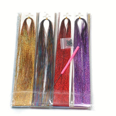 Y2K Tinsel Hair Extension 12 Color Set Sparkle Glitter Rainbow Hair Extensions
