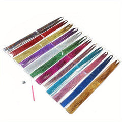 Y2K Tinsel Hair Extension 12 Color Set Sparkle Glitter Rainbow Hair Extensions