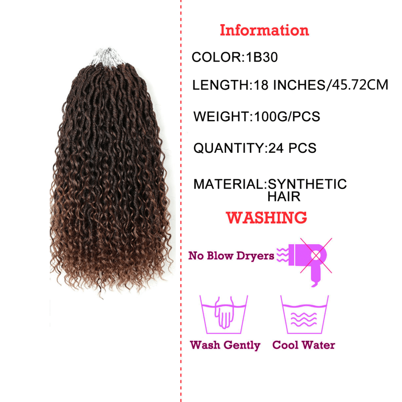 Goddess Locs Crochet Hair 72cm Wavy Curly Faux Locs Crochet Braids