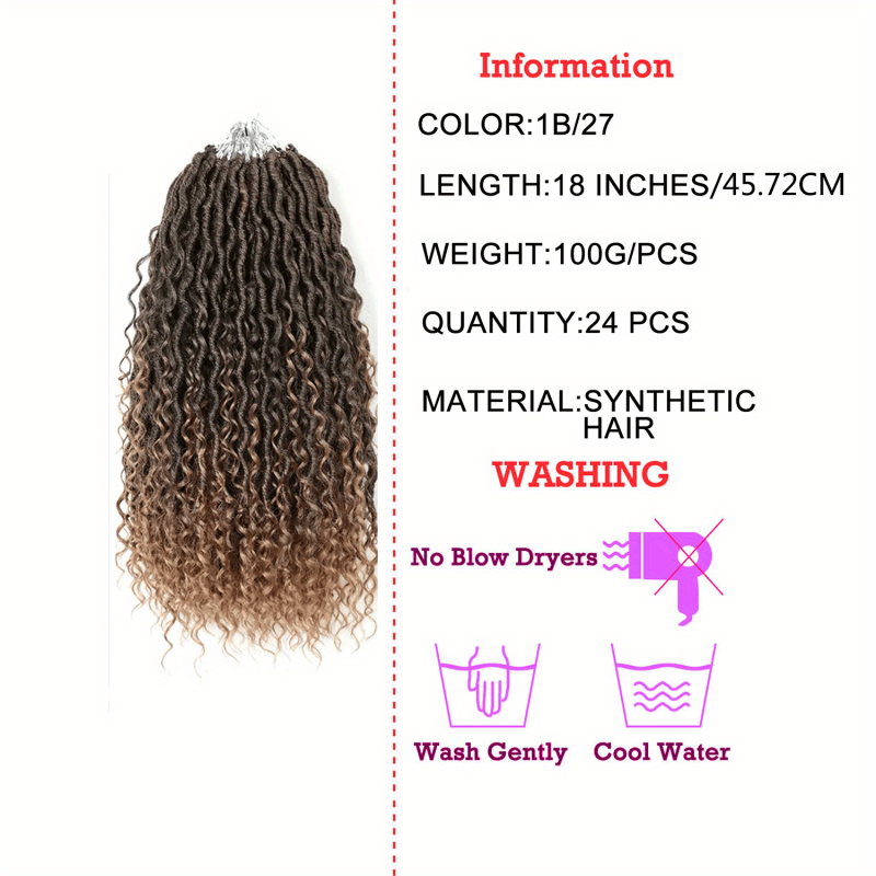 Goddess Locs Crochet Hair 72cm Wavy Curly Faux Locs Crochet Braids