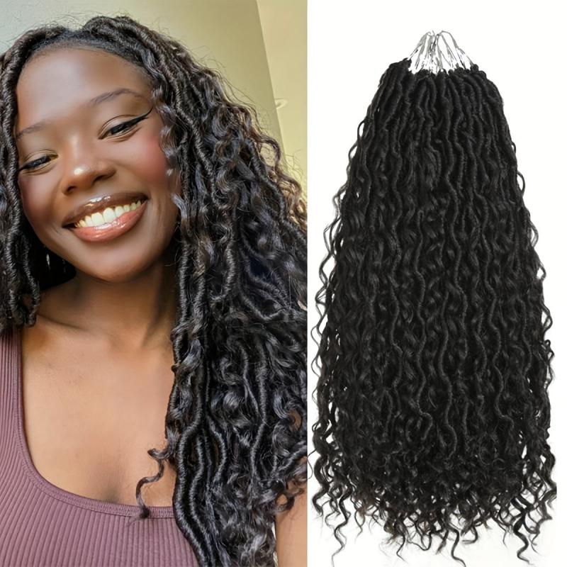 Goddess Locs Crochet Hair 72cm Wavy Curly Faux Locs Crochet Braids