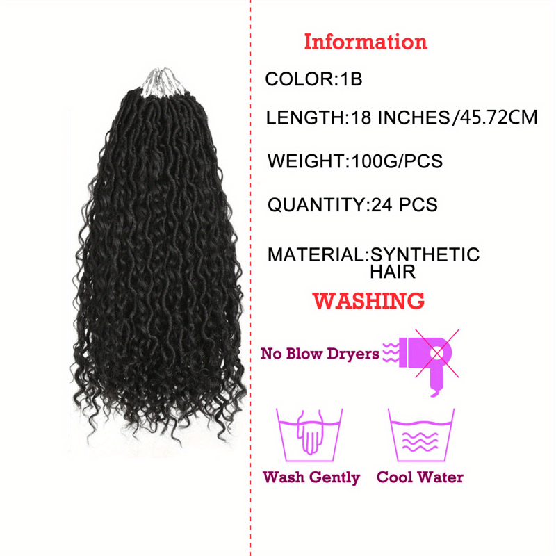 Goddess Locs Crochet Hair 72cm Wavy Curly Faux Locs Crochet Braids