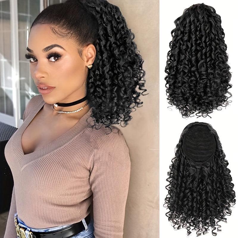 Short Afro Curly Ponytail Extensions Synthetic Clip In Hair Extensions