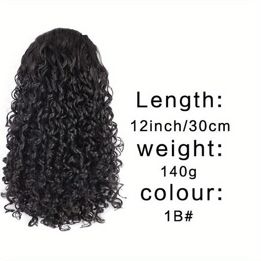 Short Afro Curly Ponytail Extensions Synthetic Clip In Hair Extensions