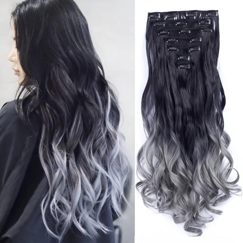 Long Wavy Curly Clip In Hair Extension Ombre Hair Pieces
