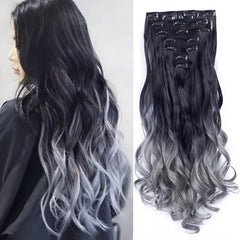 Long Wavy Curly Clip In Hair Extension Ombre Hair Pieces