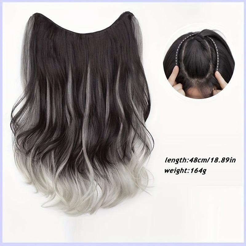 Ombre Long Wavy Hair Pieces Synthetic Clip In Hair Extensions