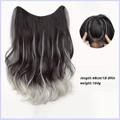 Ombre Long Wavy Hair Pieces Synthetic Clip In Hair Extensions