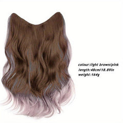 Ombre Long Wavy Hair Pieces Synthetic Clip In Hair Extensions
