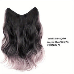 Ombre Long Wavy Hair Pieces Synthetic Clip In Hair Extensions