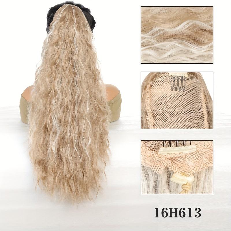 60 96 cm Long Curly Wavy Ponytail Extensions Drawstring Synthetic Hair for Women