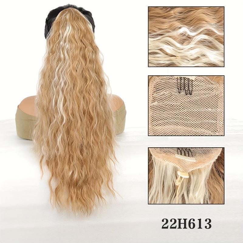 60 96 cm Long Curly Wavy Ponytail Extensions Drawstring Synthetic Hair for Women