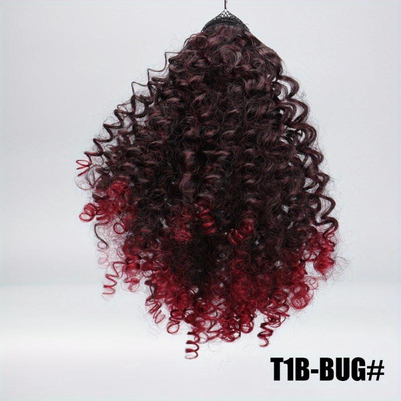 Ombre Curly Ponytail Extension for Women Synthetic Fiber Drawstring Hairpiece