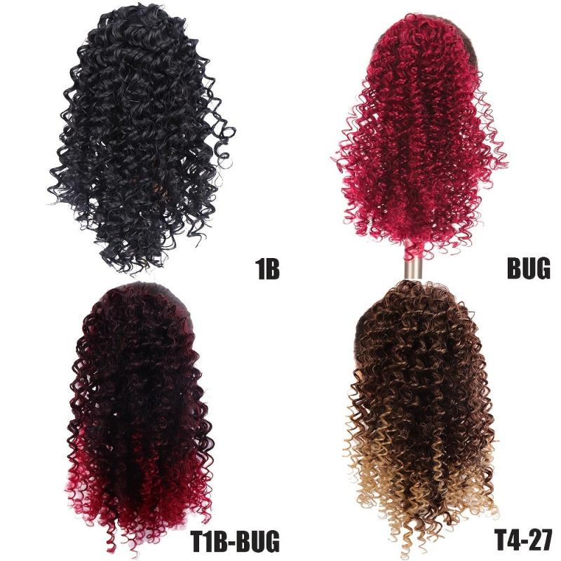 Ombre Curly Ponytail Extension for Women Synthetic Fiber Drawstring Hairpiece