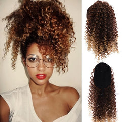 Ombre Curly Ponytail Extension for Women Synthetic Fiber Drawstring Hairpiece