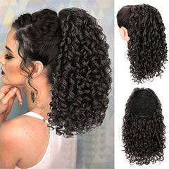 Ombre Curly Ponytail Extension for Women Synthetic Fiber Drawstring Hairpiece