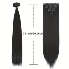 60-96cm Straight Hair Extensions 7Pcs Set Heat Resistant Synthetic Hairpieces