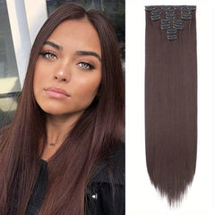 60-96cm Straight Hair Extensions 7Pcs Set Heat Resistant Synthetic Hairpieces
