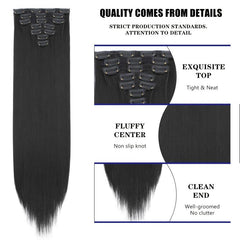 60-96cm Straight Hair Extensions 7Pcs Set Heat Resistant Synthetic Hairpieces