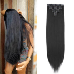 60-96cm Straight Hair Extensions 7Pcs Set Heat Resistant Synthetic Hairpieces
