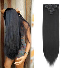 60-96cm Straight Hair Extensions 7Pcs Set Heat Resistant Synthetic Hairpieces