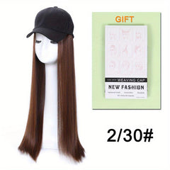Long Straight Hair Hat Wigs 60 96 Cm With Baseball Cap Synthetic For Women