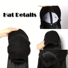 Long Straight Hair Hat Wigs 60 96 Cm With Baseball Cap Synthetic For Women