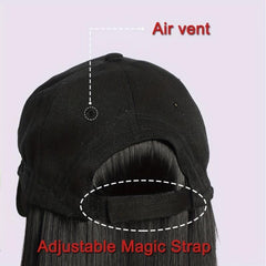 Long Straight Hair Hat Wigs 60 96 Cm With Baseball Cap Synthetic For Women